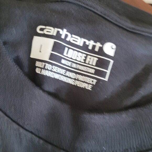 Black Loose Fit Heavyweight Short Sleeve Pocket T-Shirt-Large‎ - Picture 5 of 6